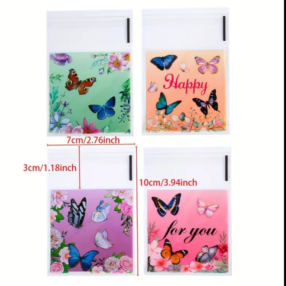 25 Butterfly Self Adhesive Cellophane Bags - Picture 2 of 6